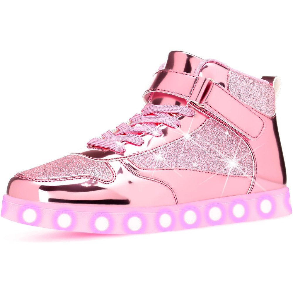 NWT LED Light Up High Top Sneakers Pink Metallic 11 Modes Women 9.5 Men 8